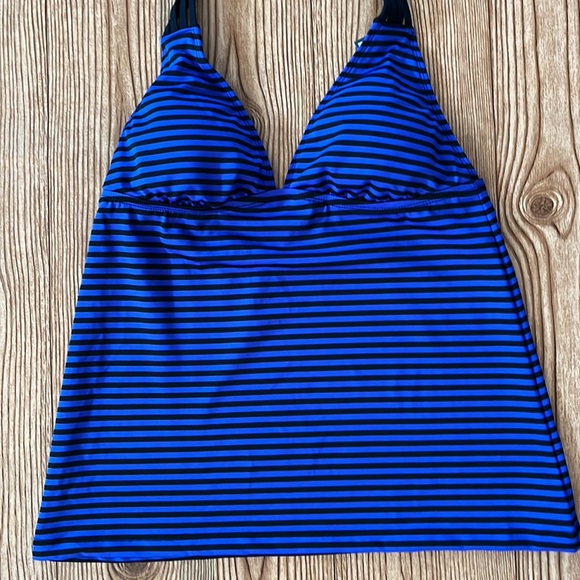 Purple &  black Stripe Halter Tankini Bathing Suit Swim Top Nwt  small/p - Picture 2 of 13